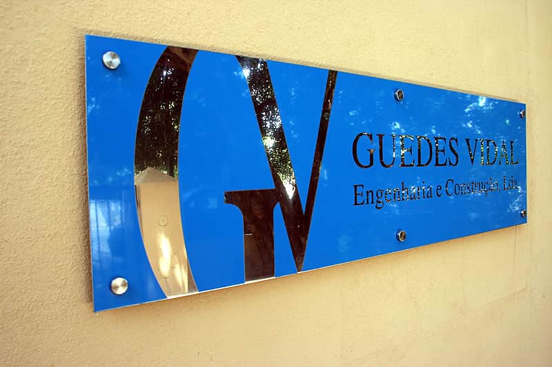 Sign with Guedes Vidal company logo